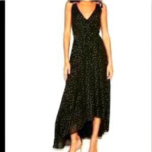 Fame and Partners Paint Spot Faux Wrap Surplice Maxi Low Back Dress 6